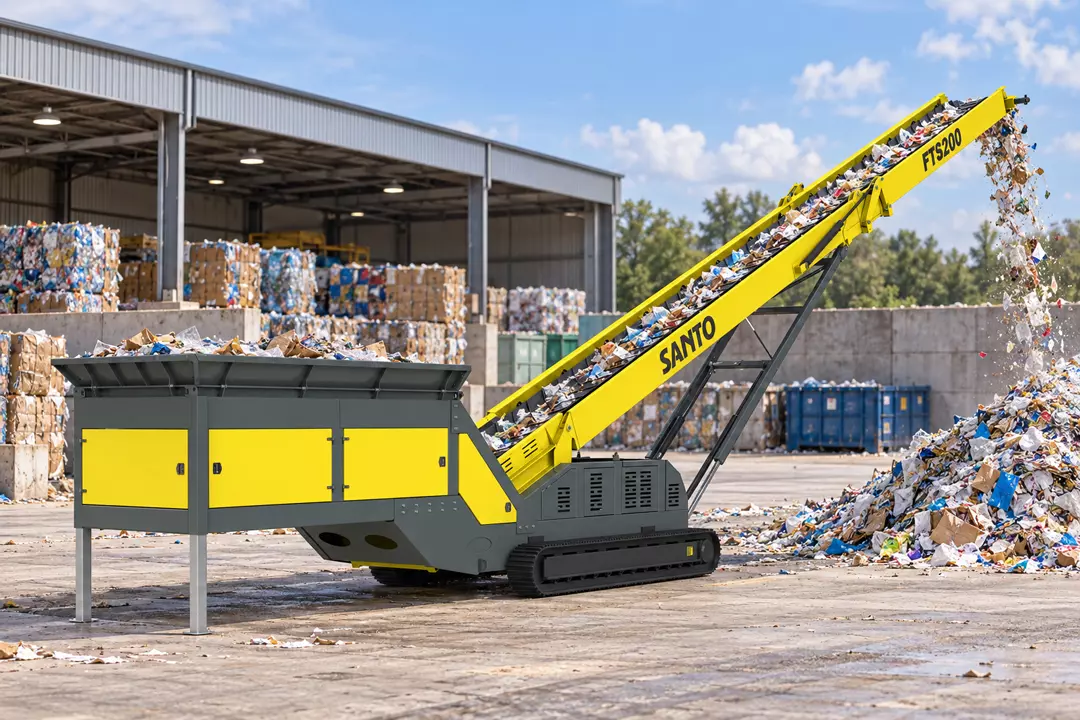 Mobile stacking conveyor for waste recycling