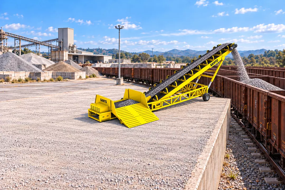 Rail loading and unloading conveyor