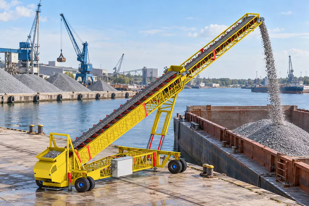 Mobile ship loading conveyor for ports and terminals
