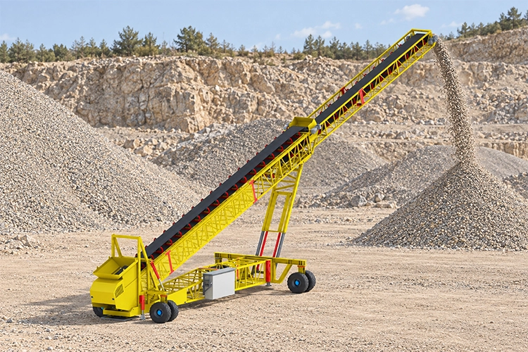 Wheeled mobile conveyor transport configuration